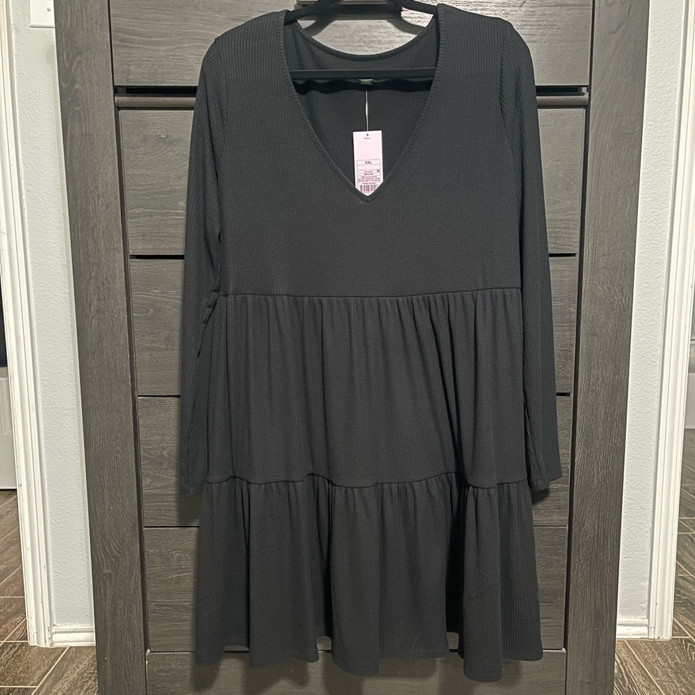 Wild Fable Black Long Sleeve Tiered Dress NWT